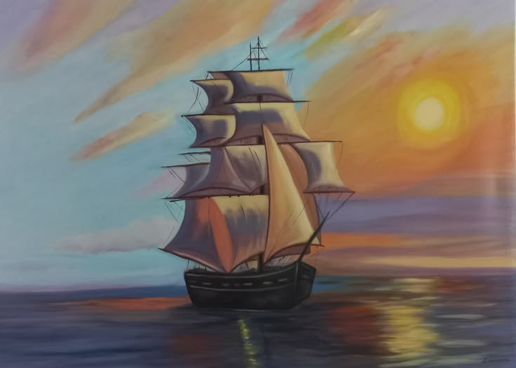 Veleiro com Caravela painting by my mom
